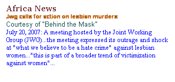 Text Box: Top Story
Lords try to stop gay teenager's deportation

Courtesy of "Pinknews" 
 
13th March 2008: More than 60 members of the House of Lords signed a letter to Home Secretary Jacqui Smith urging the government to "show compassion" to Mehdi Kazemi, who fears he will be executed for homosexual acts if he is returned...


  
 



 


 

 
 
 
 
 
